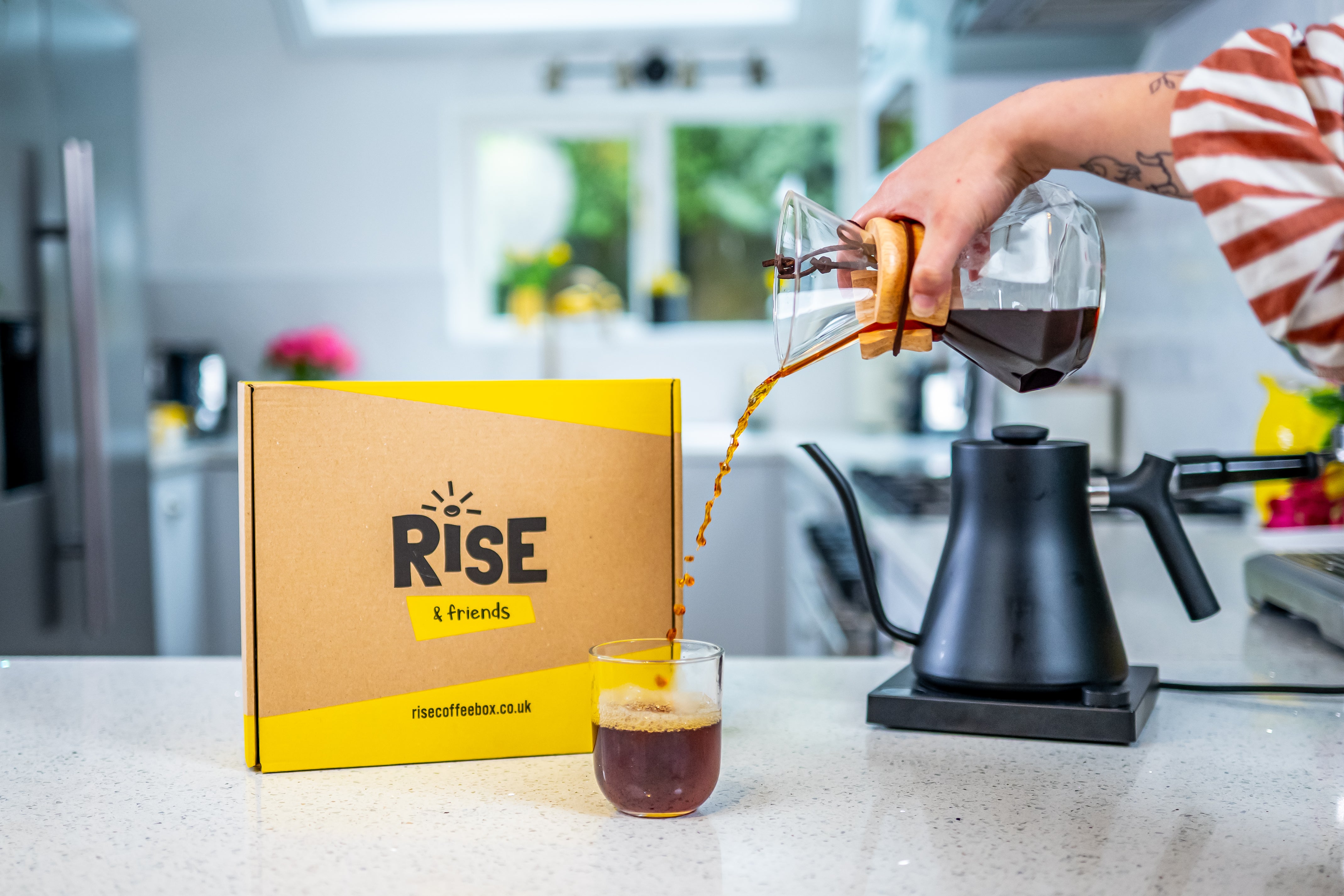 Rise & Grind Coffee Gift Box 2024 With Personalized Card | Coffee Lovers Cold Brew Theme Gift | Unique Birthday Thank You Client Gift Idea